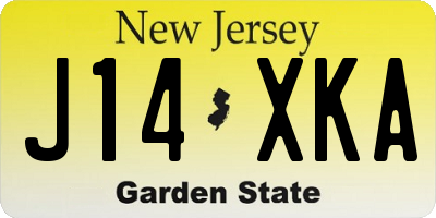 NJ license plate J14XKA