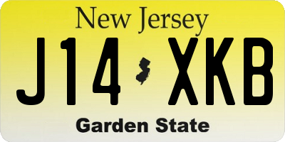 NJ license plate J14XKB