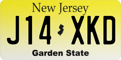 NJ license plate J14XKD