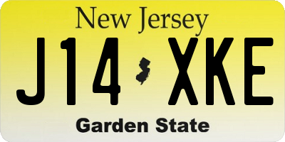 NJ license plate J14XKE
