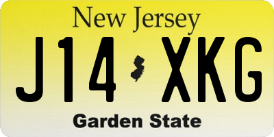 NJ license plate J14XKG