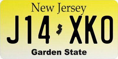 NJ license plate J14XKO