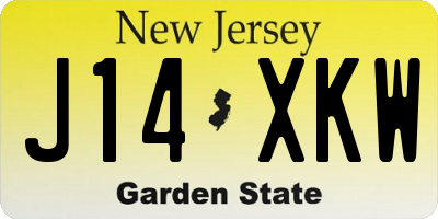 NJ license plate J14XKW
