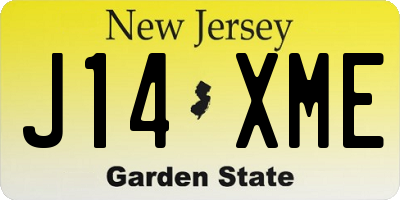 NJ license plate J14XME