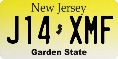 NJ license plate J14XMF