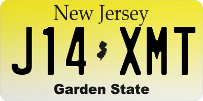 NJ license plate J14XMT