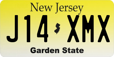 NJ license plate J14XMX