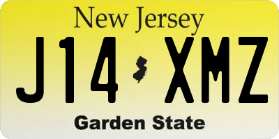 NJ license plate J14XMZ