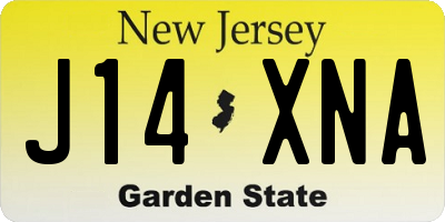 NJ license plate J14XNA