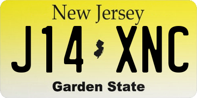 NJ license plate J14XNC