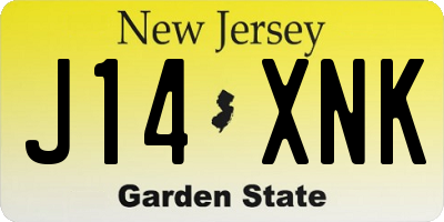 NJ license plate J14XNK