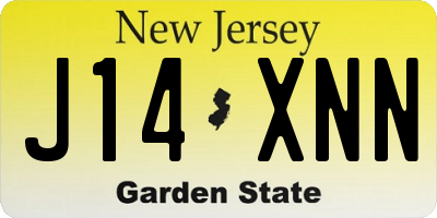 NJ license plate J14XNN
