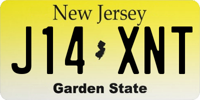 NJ license plate J14XNT