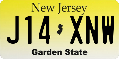 NJ license plate J14XNW