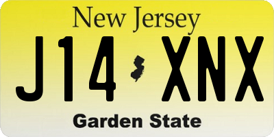 NJ license plate J14XNX
