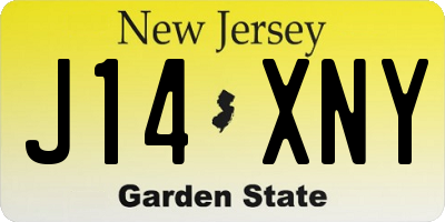 NJ license plate J14XNY