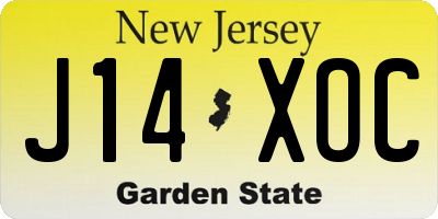 NJ license plate J14XOC