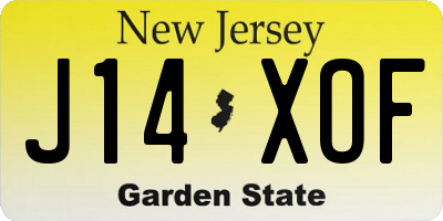 NJ license plate J14XOF
