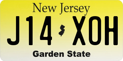 NJ license plate J14XOH