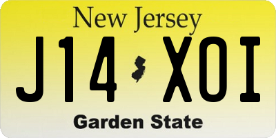 NJ license plate J14XOI