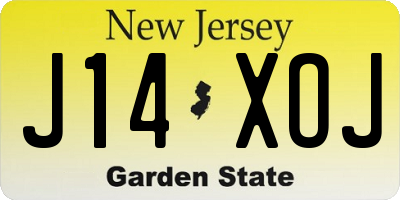 NJ license plate J14XOJ