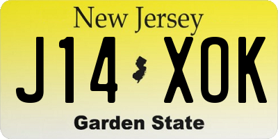 NJ license plate J14XOK