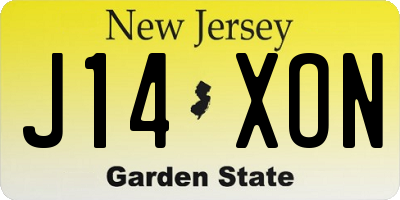 NJ license plate J14XON