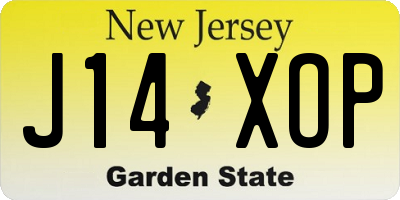 NJ license plate J14XOP