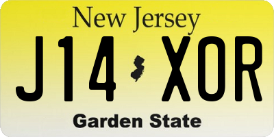 NJ license plate J14XOR