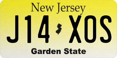 NJ license plate J14XOS