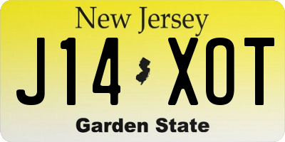 NJ license plate J14XOT