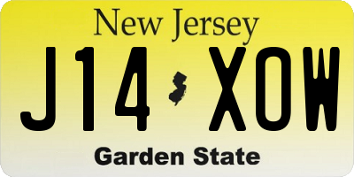 NJ license plate J14XOW