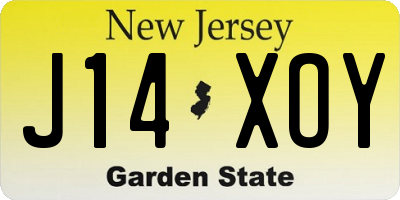 NJ license plate J14XOY