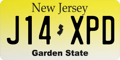 NJ license plate J14XPD