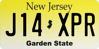 NJ license plate J14XPR