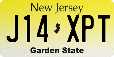 NJ license plate J14XPT