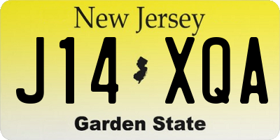 NJ license plate J14XQA