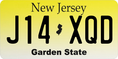 NJ license plate J14XQD