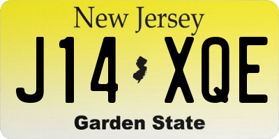 NJ license plate J14XQE
