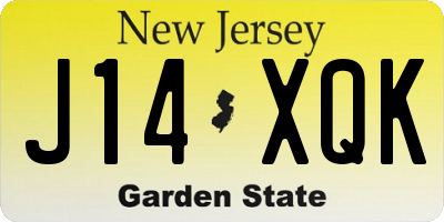 NJ license plate J14XQK