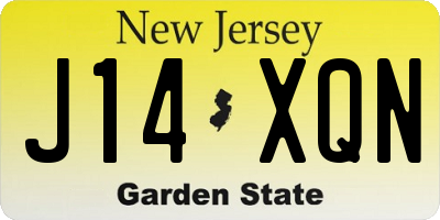 NJ license plate J14XQN