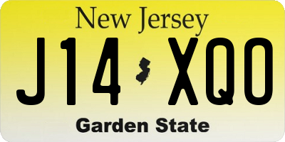 NJ license plate J14XQO