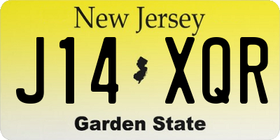 NJ license plate J14XQR