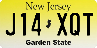 NJ license plate J14XQT