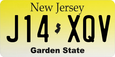 NJ license plate J14XQV