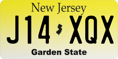 NJ license plate J14XQX