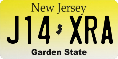 NJ license plate J14XRA