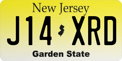 NJ license plate J14XRD