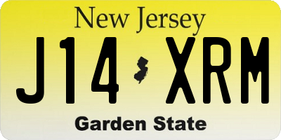 NJ license plate J14XRM