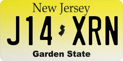 NJ license plate J14XRN
